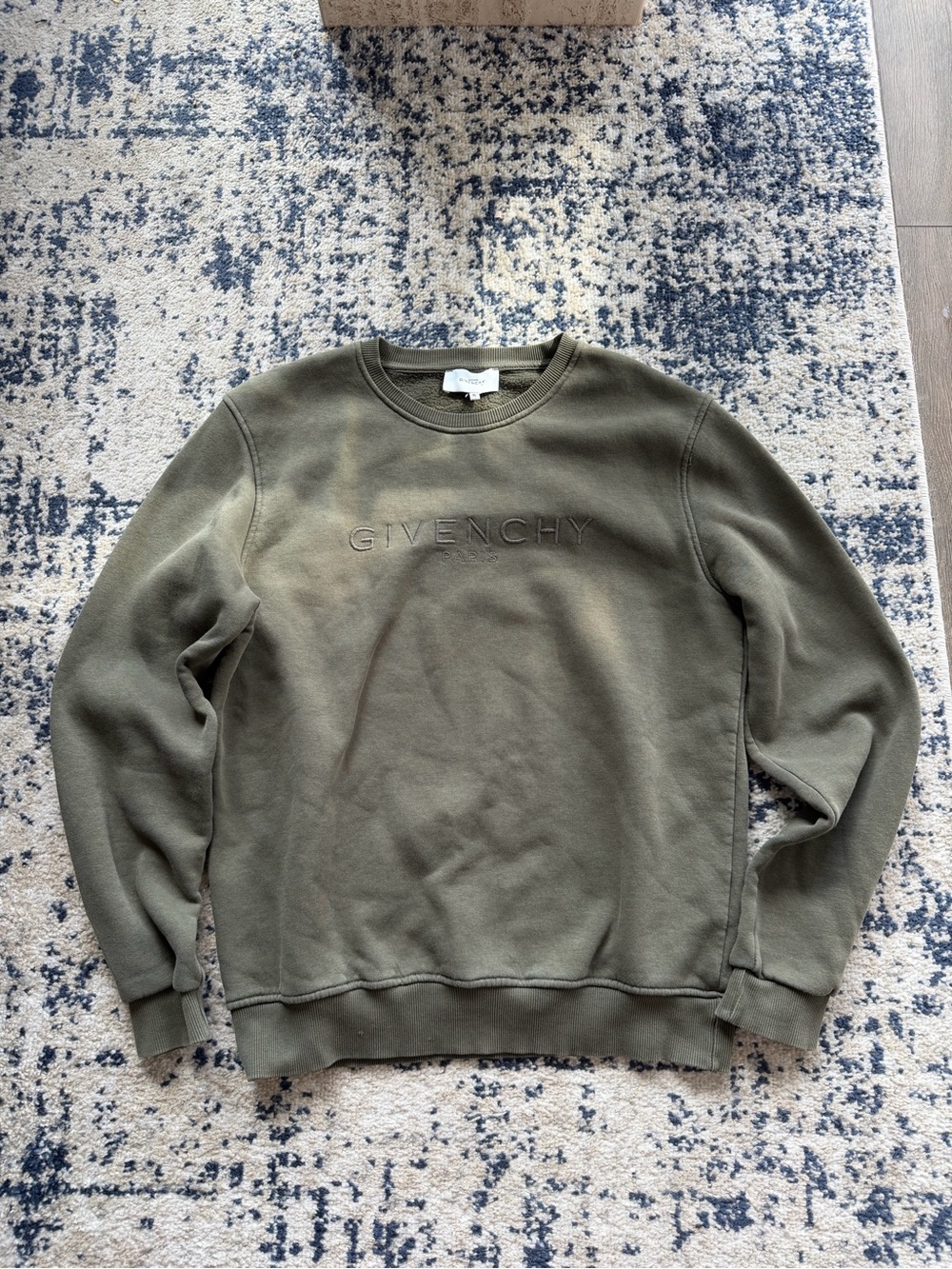 Givenchy Olive Crewneck with Tone-on-Tone Logo